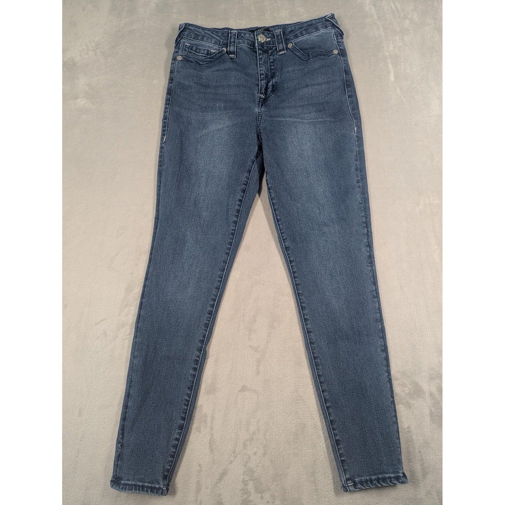 True Religion Halle Jeans Womens 32 Blue Med Wash High Rise Skinny Stretch Denim